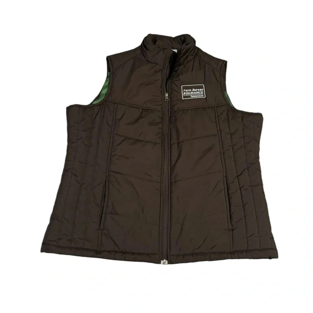 ✨ Port Authority Brown Puffer Vest Women’s XL Farm Bureau Embroidered ✨